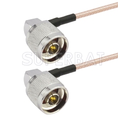 N Male Right Angle to N Male Right Angle Cable Using RG142 Coax, RoHS