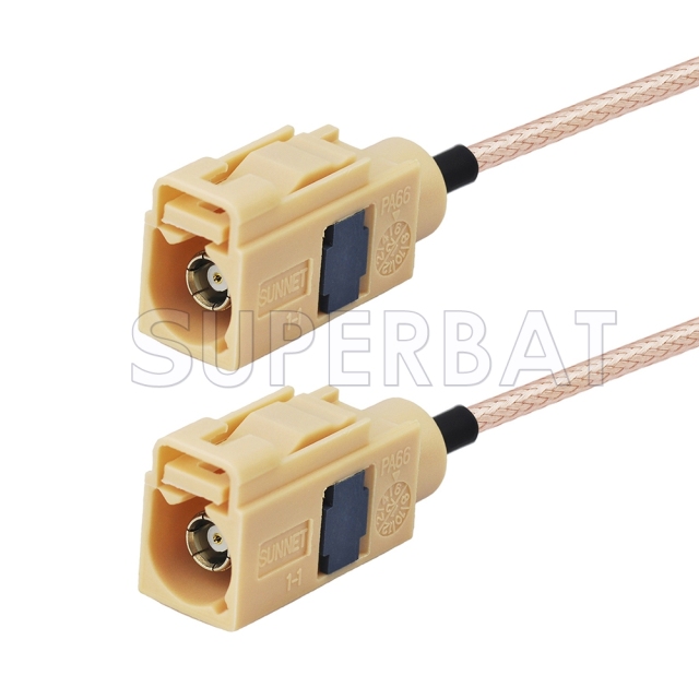 Beige FAKRA Jack to FAKRA Jack Cable Using RG316 Coax