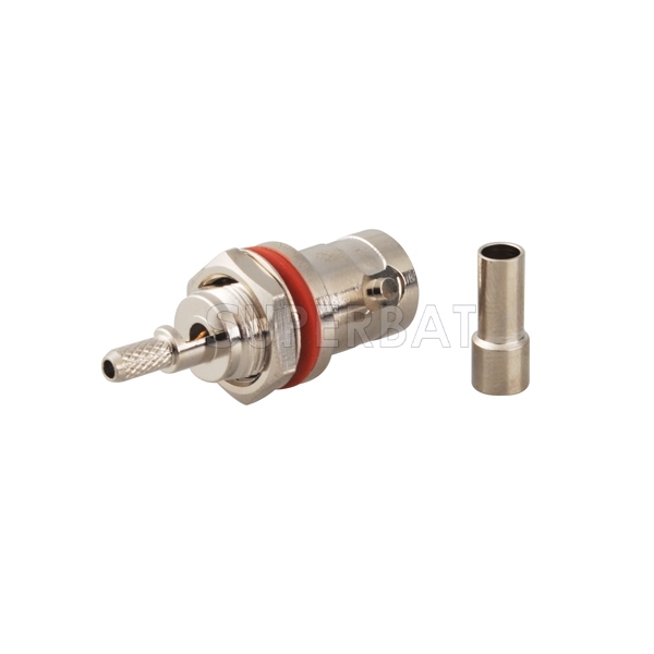 BNC Jack Female Connector Straight Bulkhead With O-Ring Crimp RG316