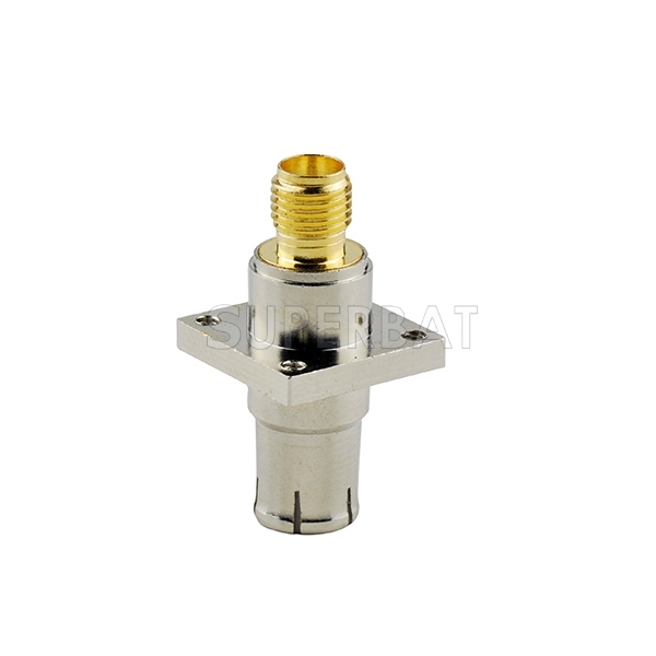 BNC Plug Male to SMA Jack Female Adapter Straight 4 Hole Flange