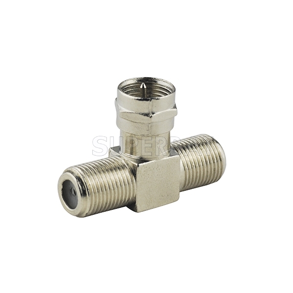 2 F Jack Female to F Plug Male Adapter T-Shape