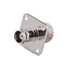 BNC Jack Female to UHF Jack Female Adapter Straight 4 Hole Flange