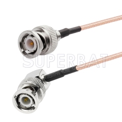 75 Ohm BNC Male to 75 Ohm BNC Male Right Angle Cable Using 75 Ohm RG179 Coax