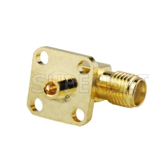 SMA Jack Female Connector Right Angle 4 Hole Flange 90 Degree Connector for Semi-Rigid 0.086" RG405 Cable