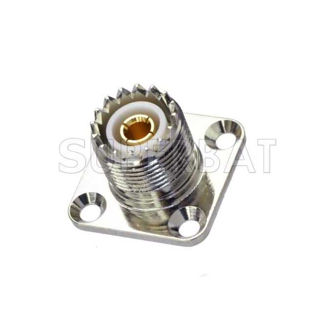 UHF Jack Female Connector Straight 4 Hole Flange Solder