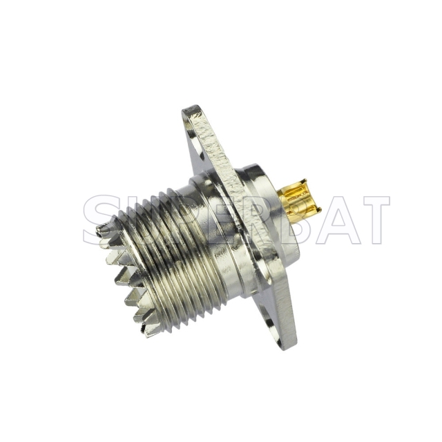 UHF Jack Female Connector Straight 4 Hole Flange Solder
