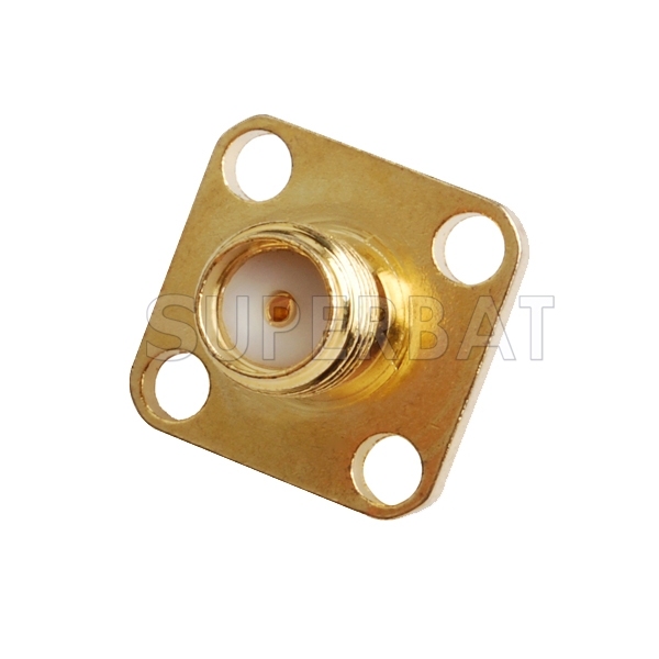 SMA 4 Hole Flange Female Connector Straight for Semi-Rigid 0.086" RG405 Cable