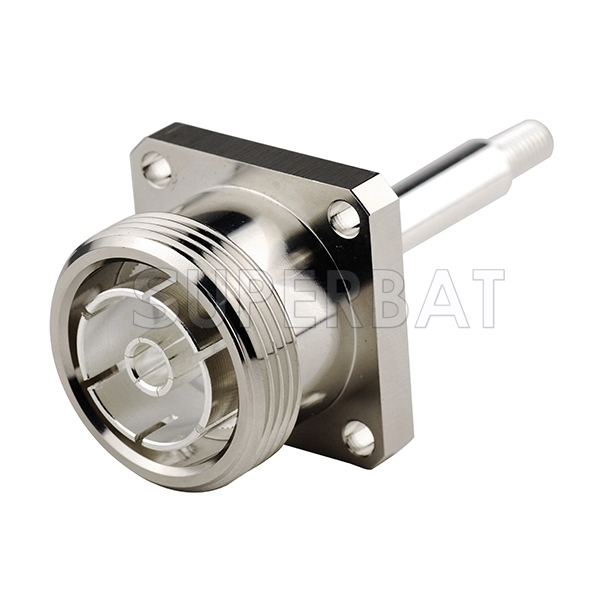 7/16 DIN Jack Female Connector Straight 4 Hole Flange Solder