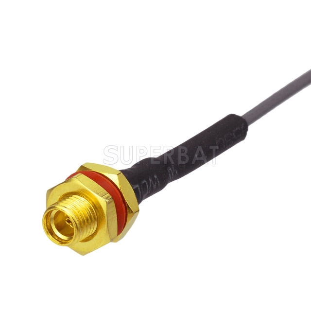 MMCX Female Bulkhead with O-ring to U.FL Jack Right Angle Cable Using 1.13mm Coax