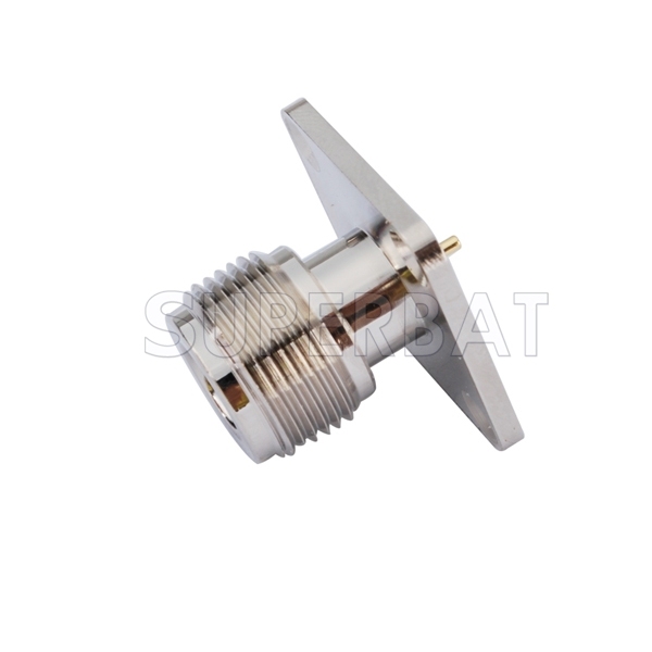 N Jack Female Straight 4 Hole Flange 25*25mm Solder Connector