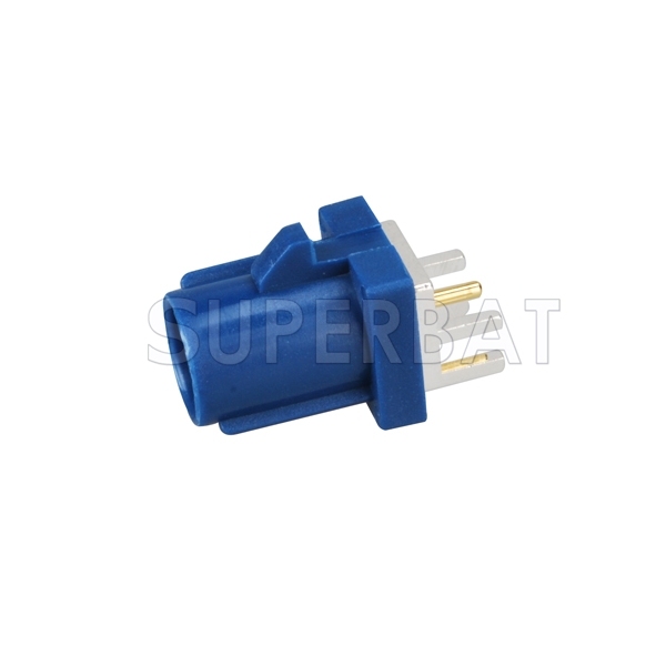 Blue FAKRA C Male Plug Straight PCB Mount Connector