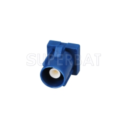 Blue FAKRA C Male Plug Straight PCB Mount Connector