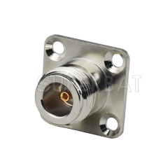 N Jack Female Connector Straight 4 Hole Flange Solder for Semi-Rigid .086" RG405 Cable