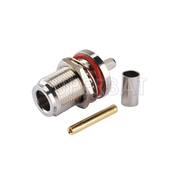 N Crimp Jack bulkhead O-ring RF Connector for LMR195