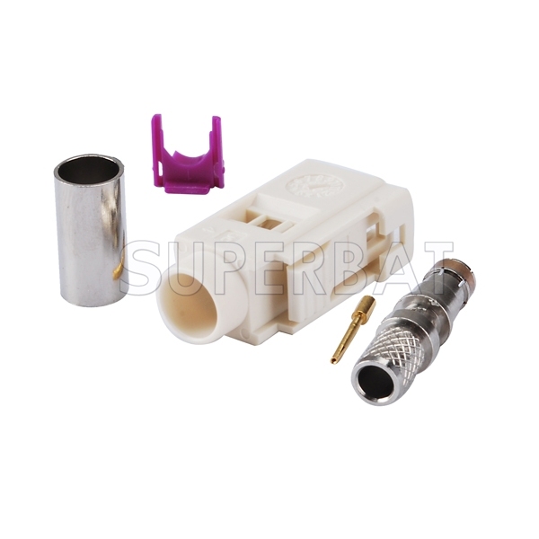 Superbat Fakra White code B female crimp connector for LMR195 RG58