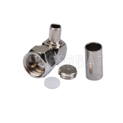 F Plug Male Connector Right Angle Crimp LMR-195