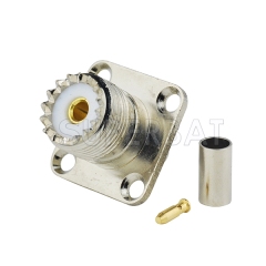 UHF Jack Female Connector Straight 4 Hole Flange Crimp LMR-195