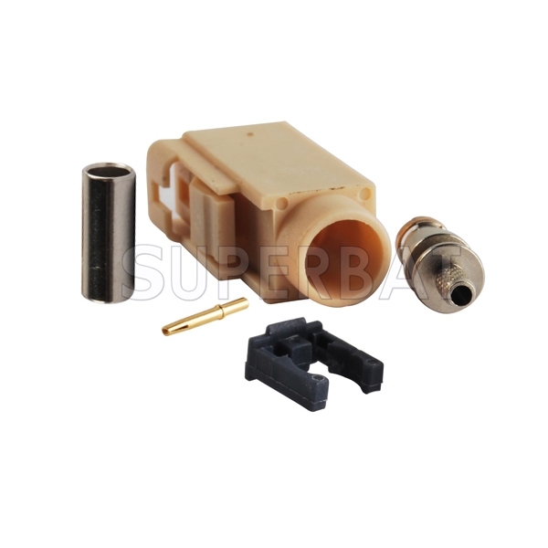 Superbat Fakra crimp Jack Female connector Code I- Beige/1001 for Bluetooth RG316 RG174