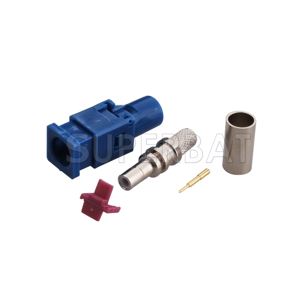 Superbat Blue Fakra crimp male plug connector for GPS telematics or navigation for RG58