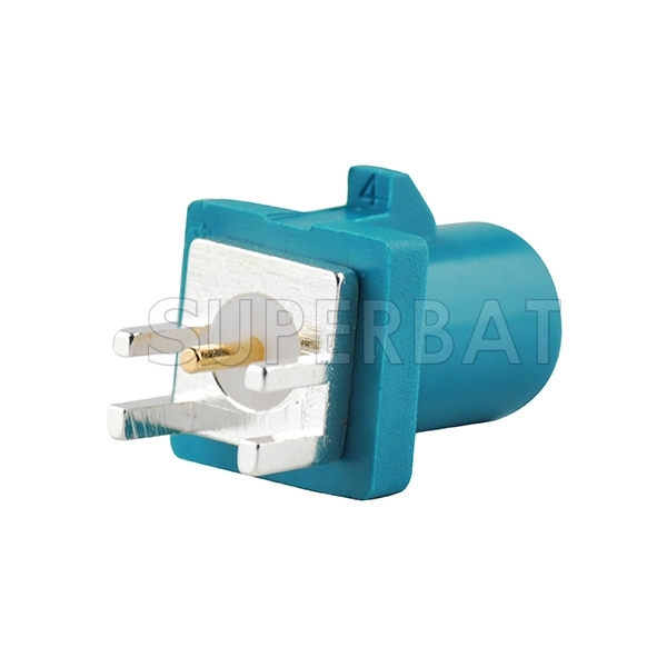 Superbat Fakra Z male Plug End Launch PCB mount Water blue Neutral Code RF connector