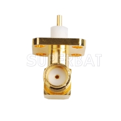 SMA Jack Female Right Angle 4 Hole Flange 90 Degree Solder Connector