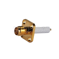 SMA Female 4 Holes Flange Panel Connector Straight with Long Insulator