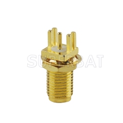 SMA Female Bulkhead Edge PCB Mount Straight Connector