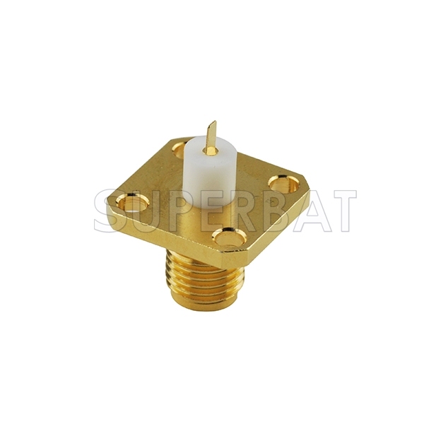 Customized Type SMA Female 4 Hole Flange Straight Solder Connector