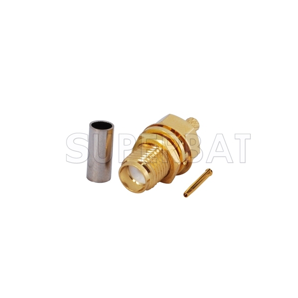 SMA Female Bulkhead Crimp Jack Straight Connector for RG316 RG174