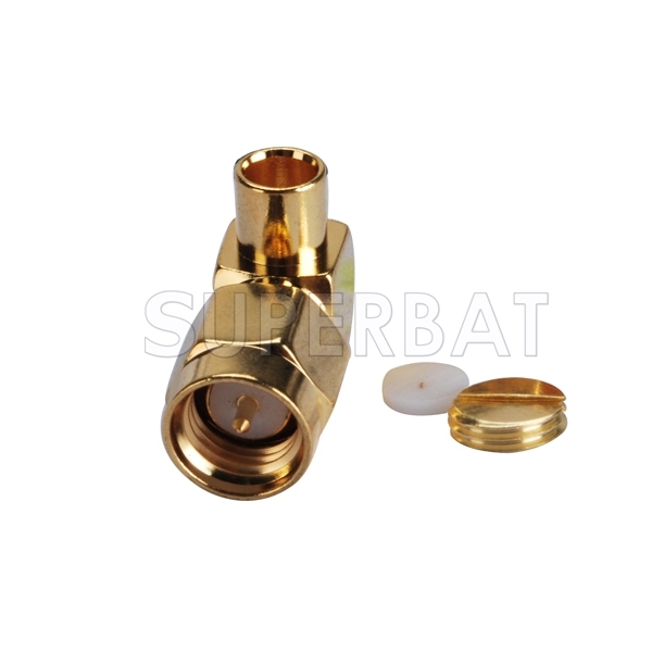 SMA Plug Male Right Angle Solder Connector for Semi-Rigid 0.141" RG402 Cable