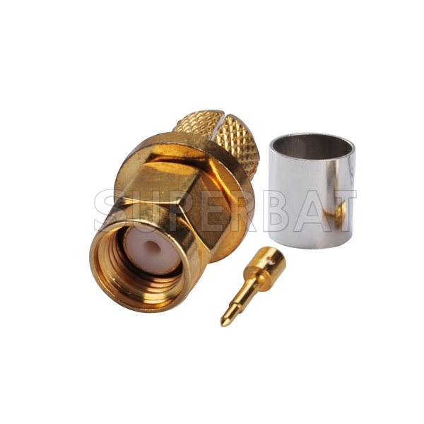 Superbat 50Ohm SMA male Plug Crimp straight RF Connector for LMR300 Cable Goldplated