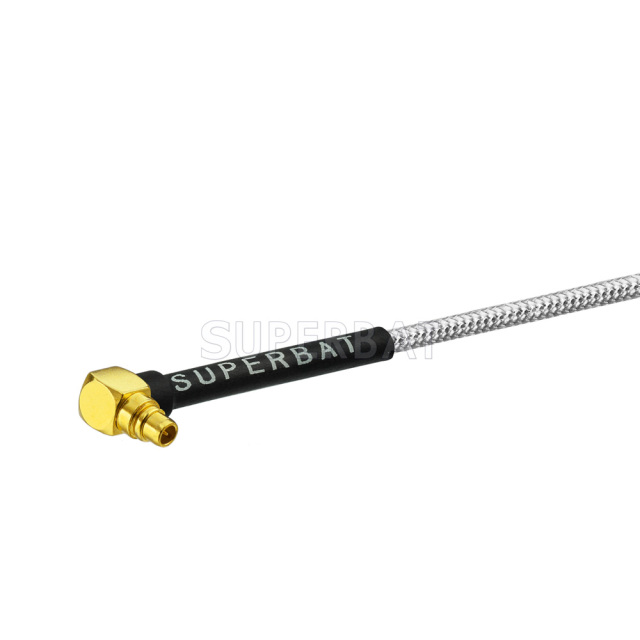 Custom RF Cable Assembly MMCX Plug Right Angle pigtail cable Using RG405 .086" Coax