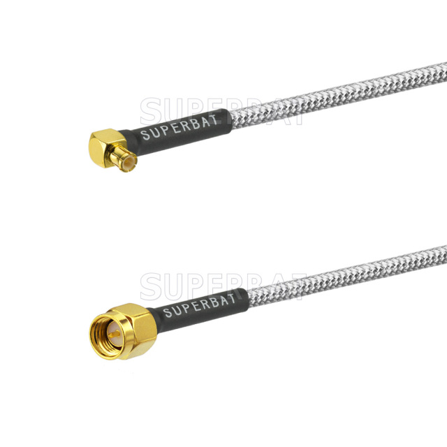Superbat Semi Flexible Jumper Cable MCX Male Right Angle to SMA Male