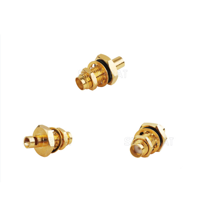 SMA Female Bulkhead O-ring Cable Connector for Semi-Rigid 0.141" RG402