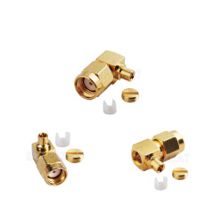 RP SMA Plug Female Right Angle Connector for Semi-Rigid .086" RG405 Cable