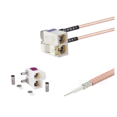 Fakra Double  B Code Cream Right Angle Female for RG316 Custom Cable Assemblies