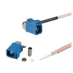Fakra water Blue female right angle to wire stripping RG316 Fakra Custom RF Cable assembly