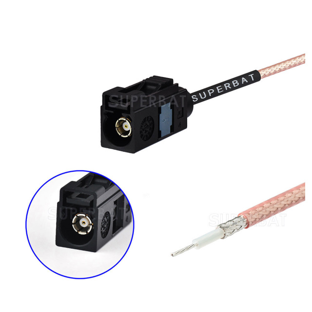 Fakra A Code  (black) Straight Female for RG316 custom cable assemblies
