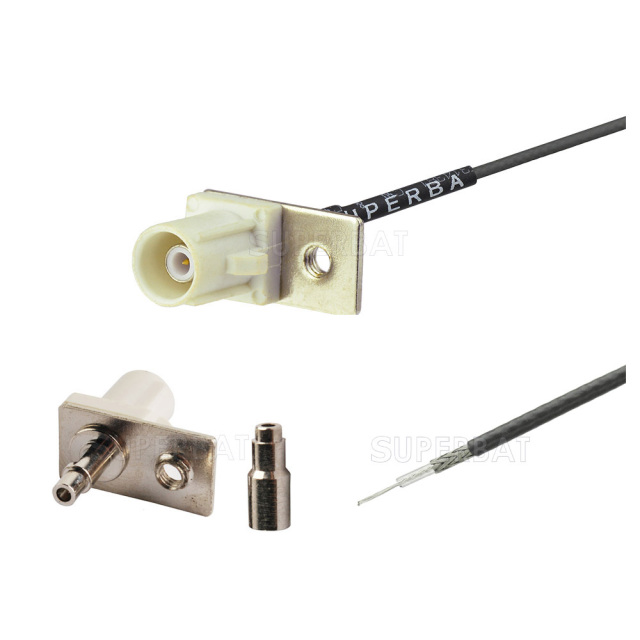 Fakra B Code Straight Panel With 1 Hole Flange Male for Flexible 1.13mm Custom  Cable Assemblies