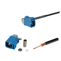Factory price Right Angle jack water blue Fakra for RG174 custom cable assemblies