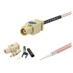 Fakra B Code  Straight Male for RG174 Custom Cable Assemblies