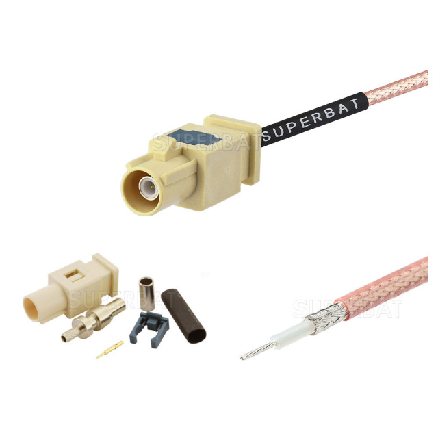 Fakra B Code  Straight Male for RG174 Custom Cable Assemblies