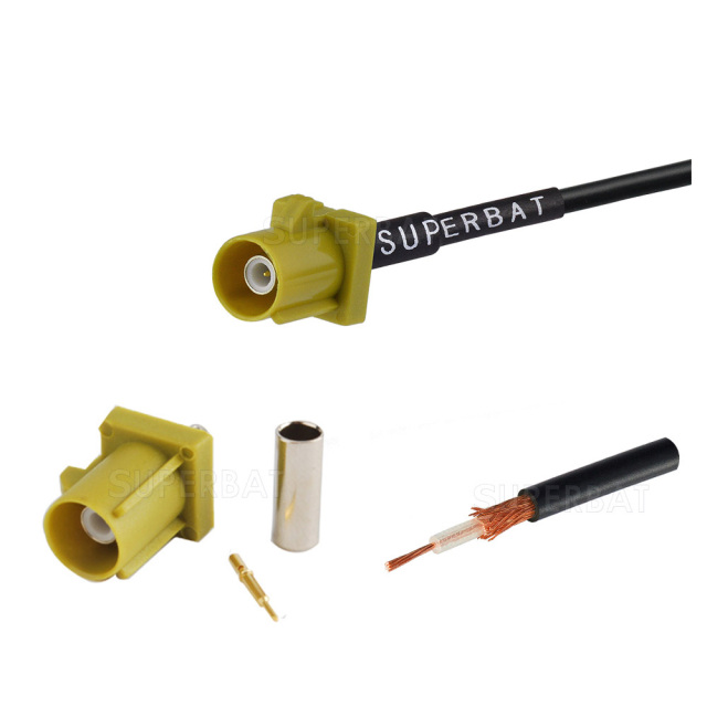FAKRA K code connector male Pigtail RG174 Cable Assemblies