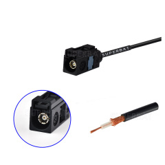 Fakra A Code  (black) Straight Female for RG174 custom cable assemblies