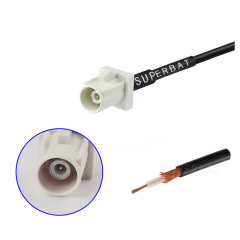 Fakra  B Code  white Straight Male for RG174 Custom Cable Assemblies