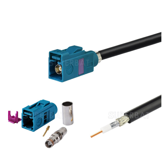 FAKRA Z Jack straight Connector  LMR195/RG58 Coaxial Cable