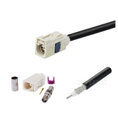 Fakra  B Code Jack white Straight for RG58 Custom Cable Assemblies