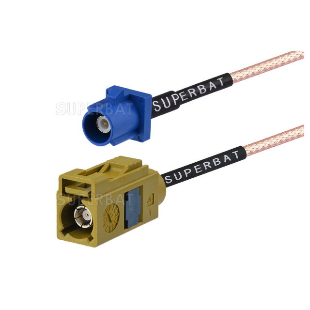 FAKRA C blue plug to FAKRA K blue Jack extension cable