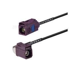 RF cable assembly/Pigtails/Jumper/Interface Cable: FAKRA jack angle to FAKRA jack female straight with RG174 cable