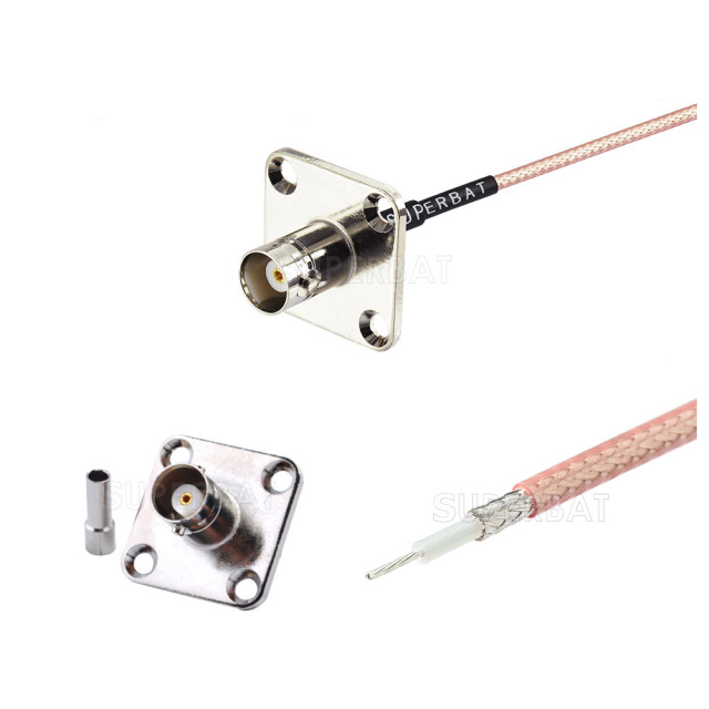 Suppliers BNC JACK 4 holes cable for RG316 router antenna coax cable rf connector